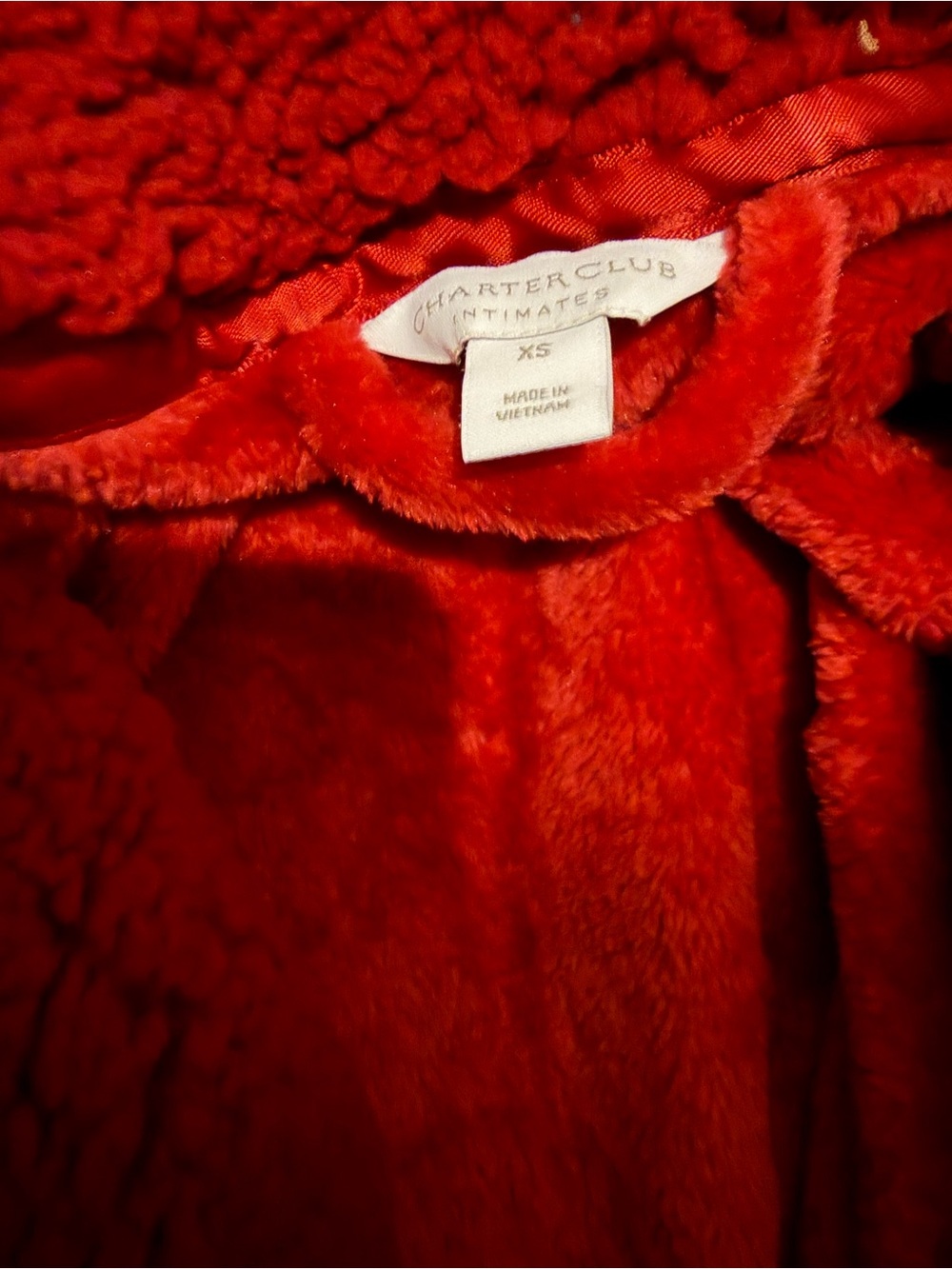 Charter Club Plush Zip Front Robe Red XS Long Cozy Macy's Exclusive - Picture 4 of 4